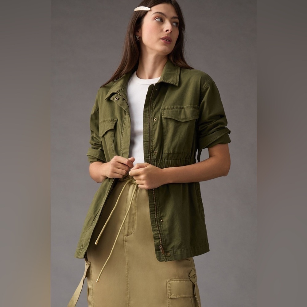 Anthropologie Sanctuary Utility Military Style Jacket Army Green Sz LARGE - NWT